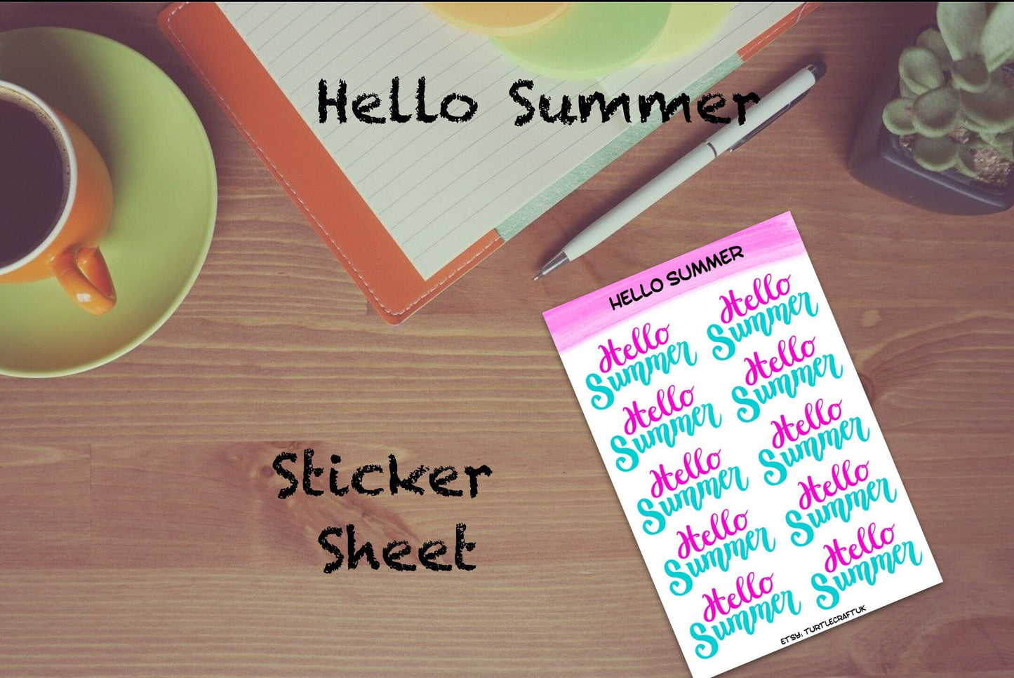 Hello Summer stickers/ Summer Sticker Sheet/ Summer/ Holiday/ Vacation/ Perfect for bullet journal/ Sticker sheet for summer/ summer
