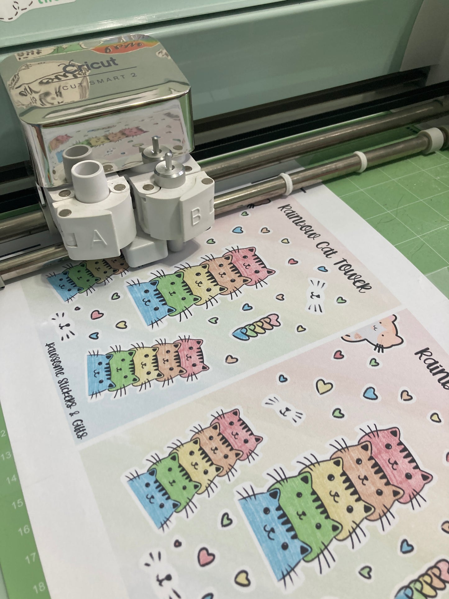 Rainbow Cat Tower Sticker Sheet- Small
