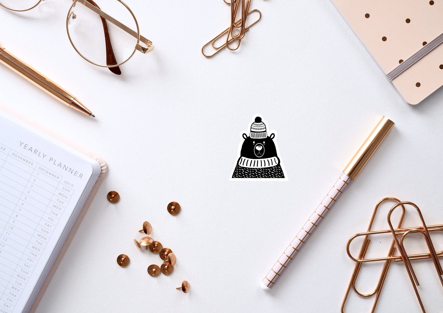 Bear Cartoon vinyl Sticker, Bear winter sticker, decal sticker, Stickers, Laptop Sticker, Decal, cactus gift, bottle sticker, bear gift