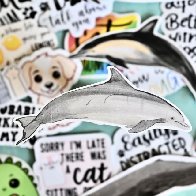 Realistic whale vinyl stickers