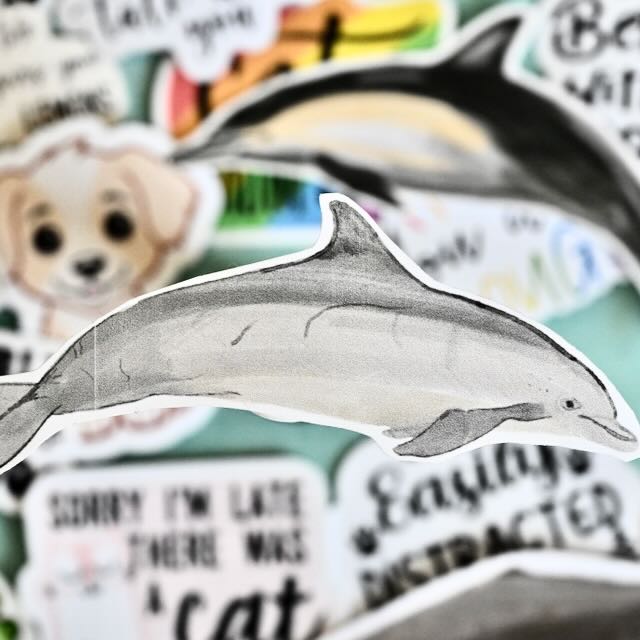 Realistic whale vinyl stickers