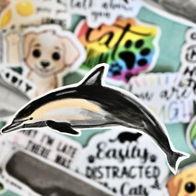 Realistic whale vinyl stickers