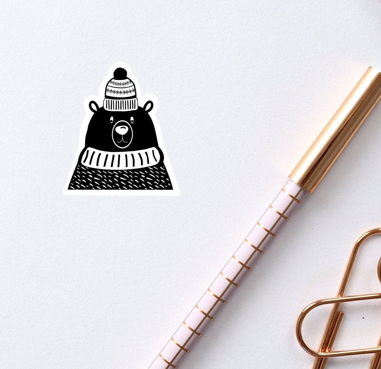 Bear Cartoon vinyl Sticker,  Bear winter sticker, decal sticker, Stickers, Laptop Sticker, Decal, cactus gift, bottle sticker, bear gift